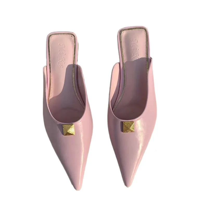 

2021 Spring and Summer New European and American Style Slippers Women's Outer Wear Fashionable All-Match Shallow Mouth