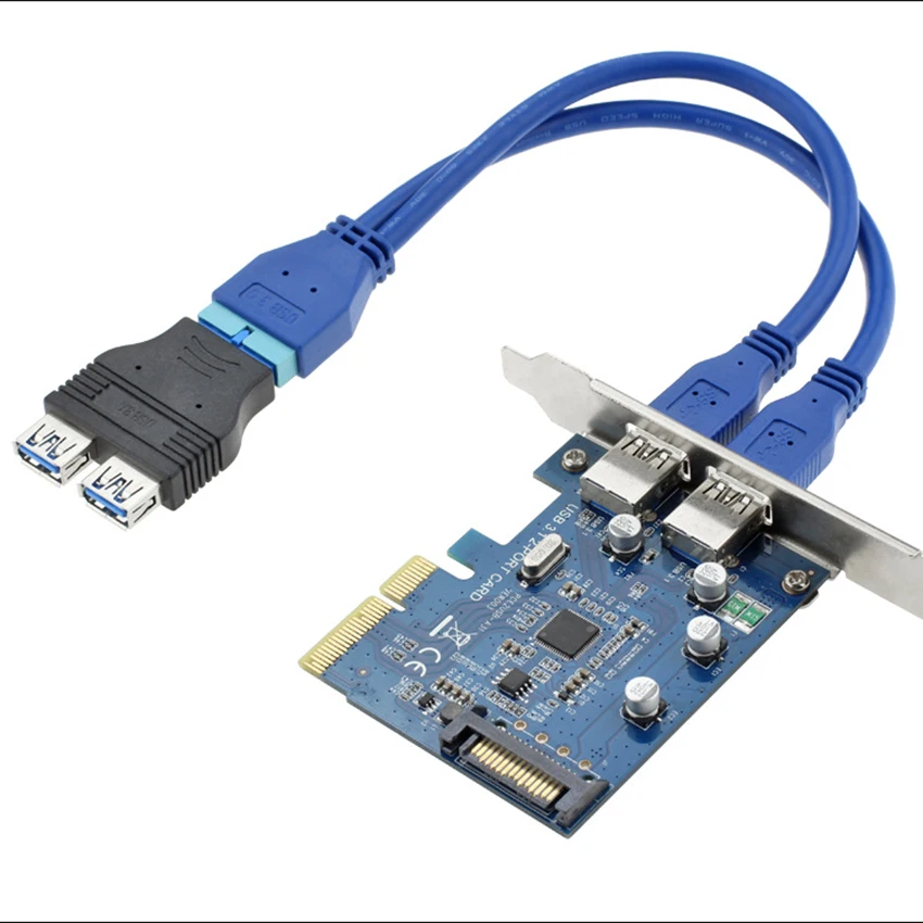 

2 Ports USB 3.0 Female to Motherboard 20pin Header Cable, USB3.0 2AM-20Pin Adapter Cable 25cm Female Header to Dual USB Adapter