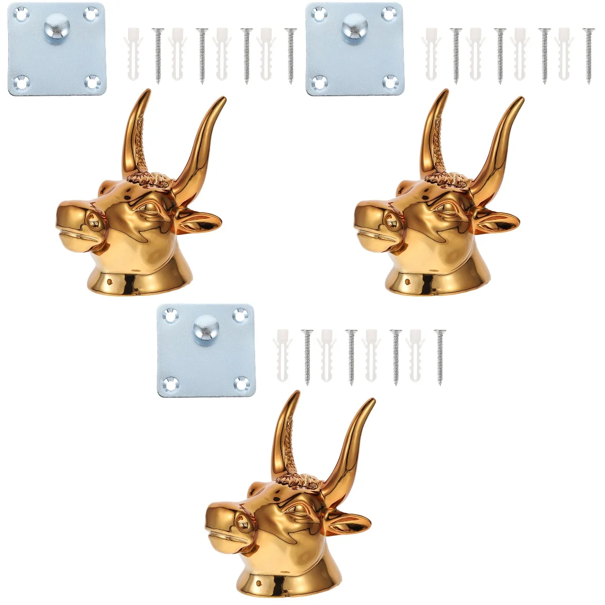 

Креативный крючок для укулеле с головой быка, 3 набора, настенная вешалка для гитары золотистого цвета