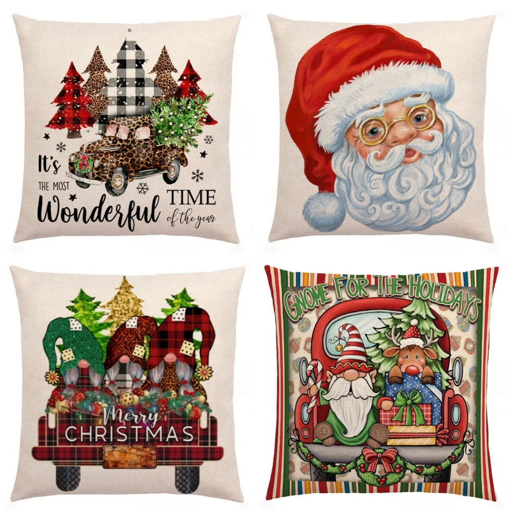 Рождественская наволочка с Санта-Клаусом и оленем рождественские украшения для