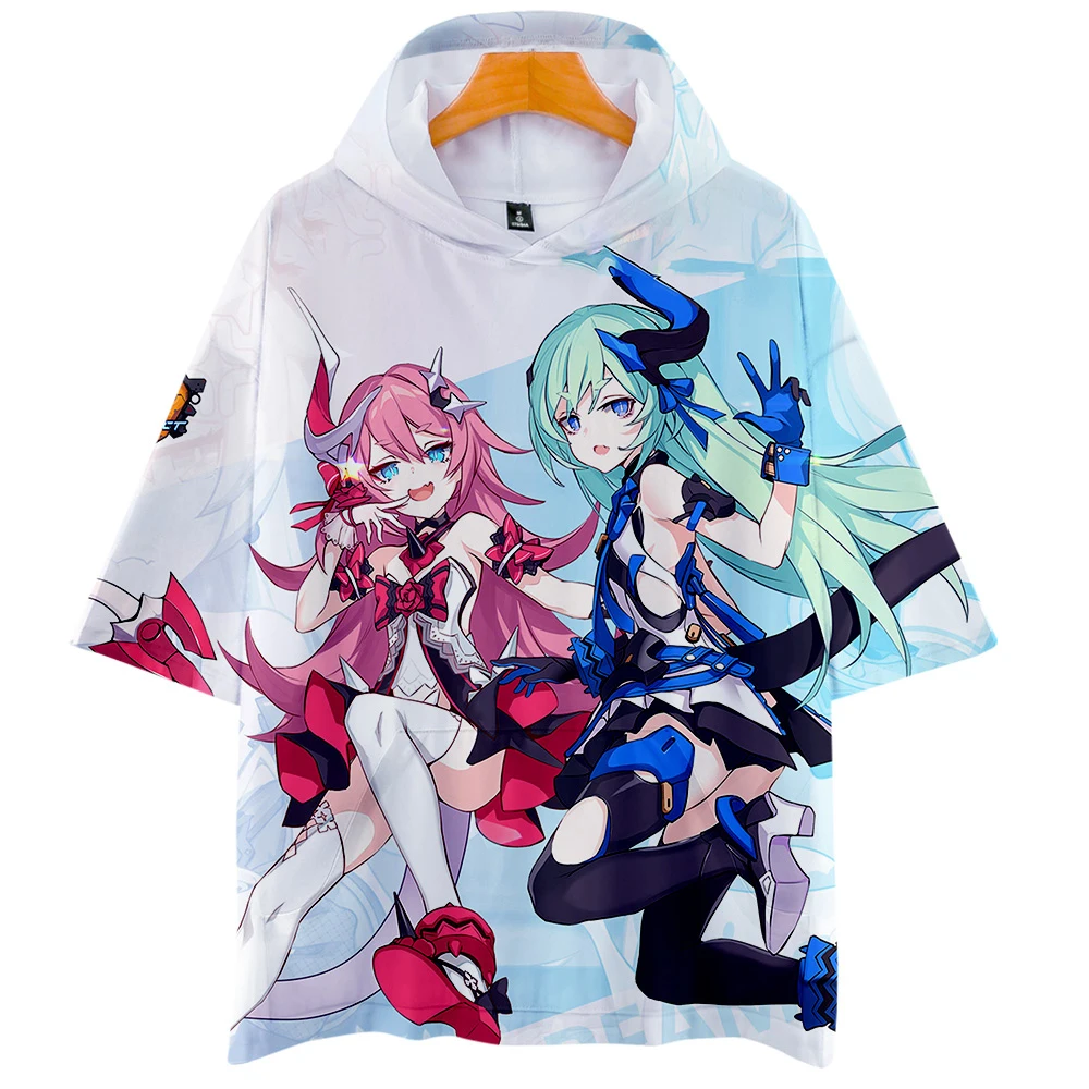 Худи Honkai Impact 3 футболка с коротким рукавом и капюшоном унисекс для пары отдыха