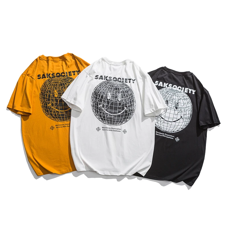 

T Shirt Men 2021 Crew Neck Summer New Smiley Graphic Print Fashion Slim Fit TShirt High Quality Plus Size Casual Tops