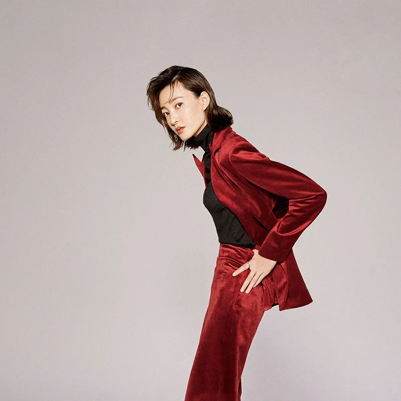 Женский весенне осенний двубортный розовый длинный пиджак + длинные брючные