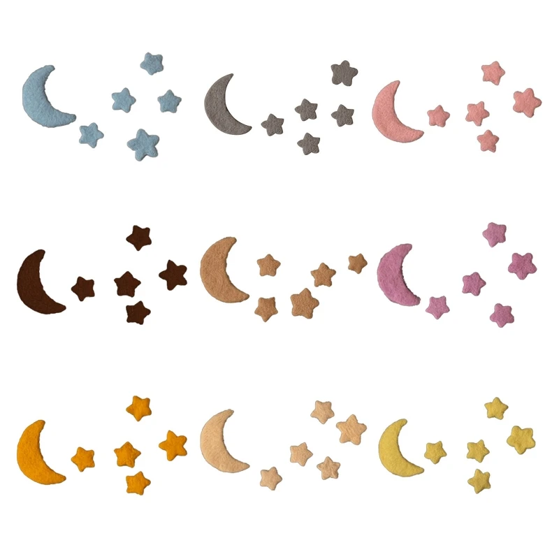 

6Pcs/Set DIY Handmade Baby Newborn Wool Felt Stars Moon Home Party Decorations Q1FE