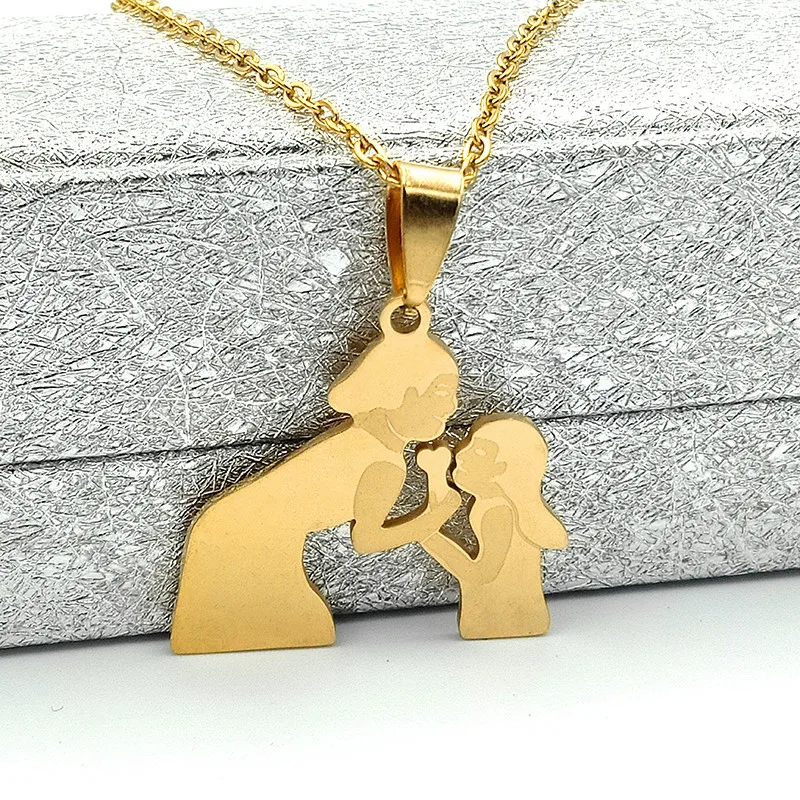 Простое Ожерелье из нержавеющей стали подвеска для мамы и дочки Очаровательное