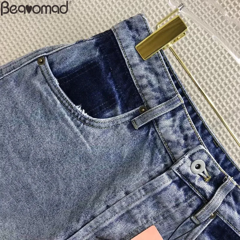 Beanomad 2021 Summer Woman Fashion Blue Casual Pockets Summer Female Casual Vacation Denim Shorts