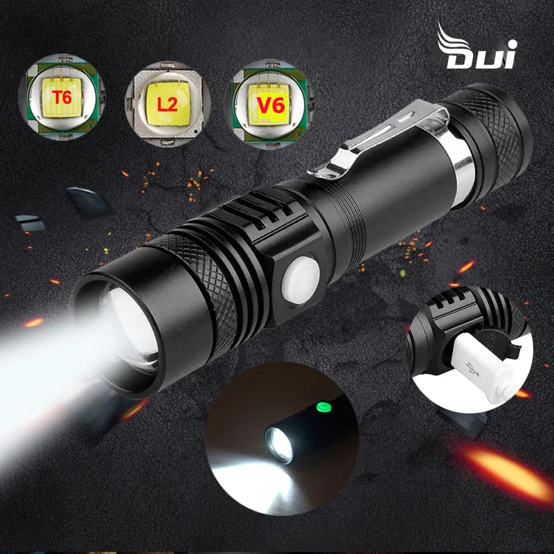 Светодиодный фонарь DUI перезаряжаемый от USB-аккумулятора водонепроницаемый