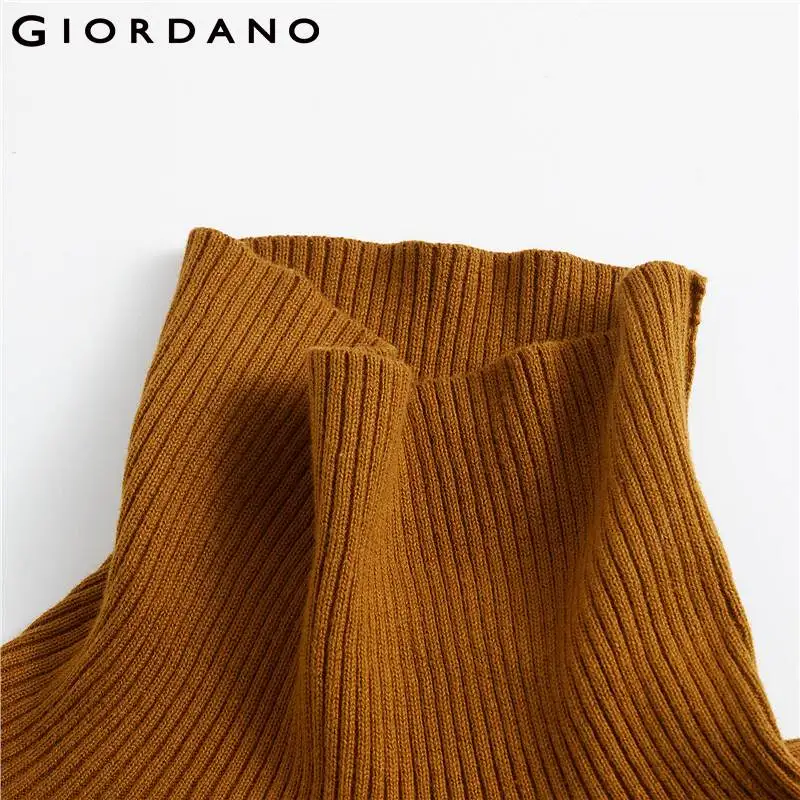 Giordano женская вязаная кофта с высоким воротом и длинными рукавами из натурального хлопка