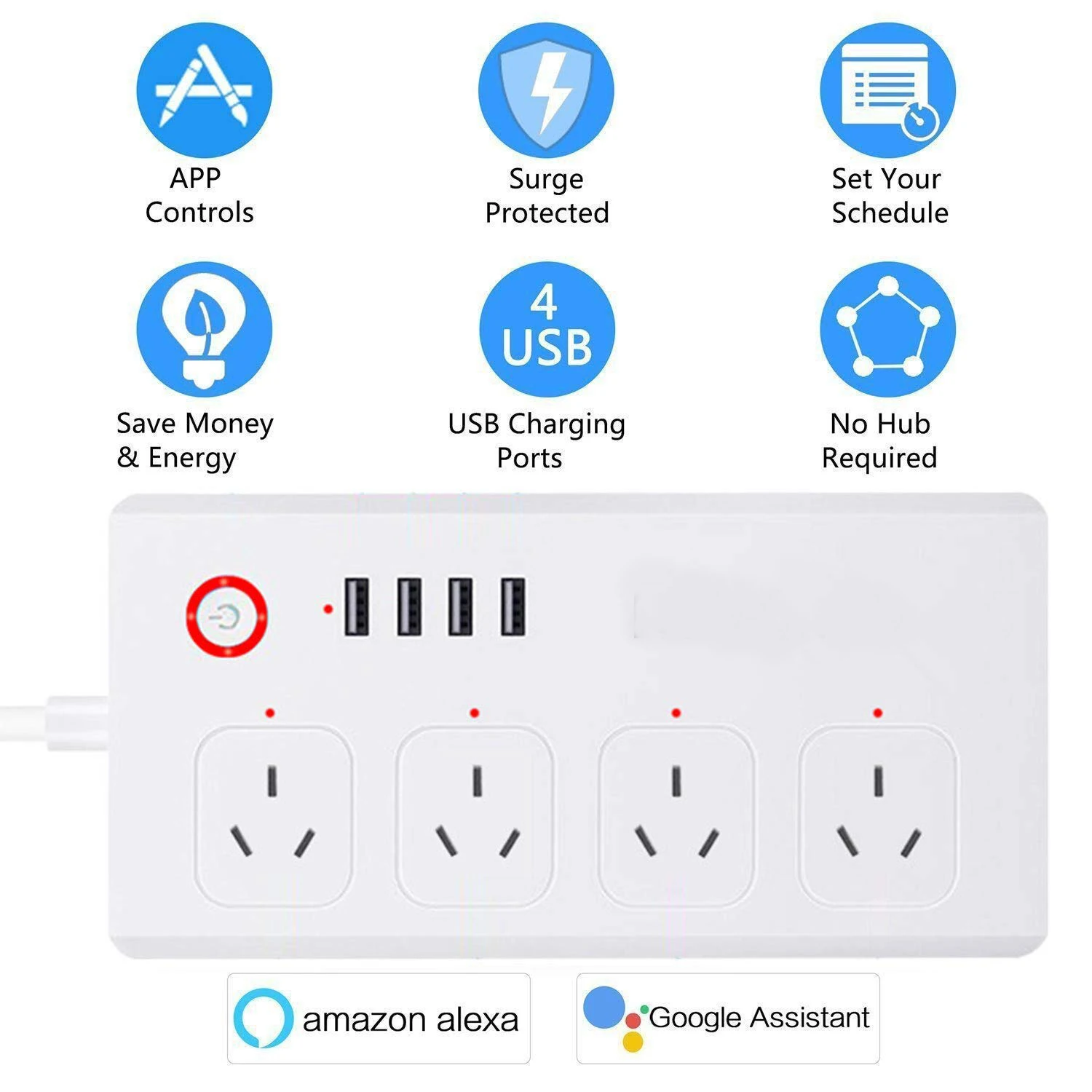 Удлинитель с Wi Fi 4 розетки USB портами 1 5 м|Умные розетки| |