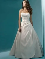 2022 white ivory wedding dresses strapless a line satin lace beaded bridal dresses princess wedding gowns with train plus size