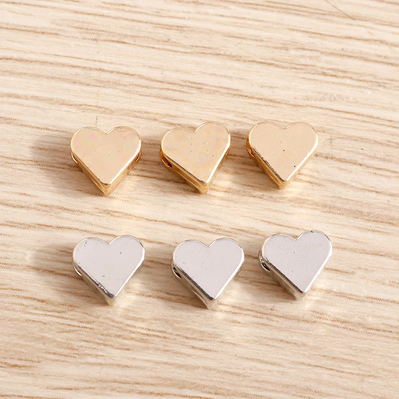 

50pcs 7*6mm Trendy Gold Color Love Heart Beads Charms for Jewelry Making Accessories DIY Bracelets Necklaces Handmade Craft
