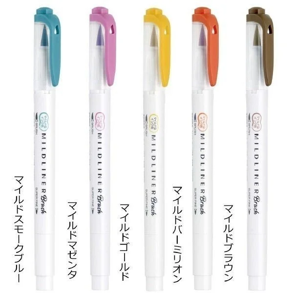 

JIANWU 25color 5Pcs/Set Japan Zebra WFT8 Mild Liner Brush Pen Creative Limit Double-headed Marker Pen School Supplies Stationery