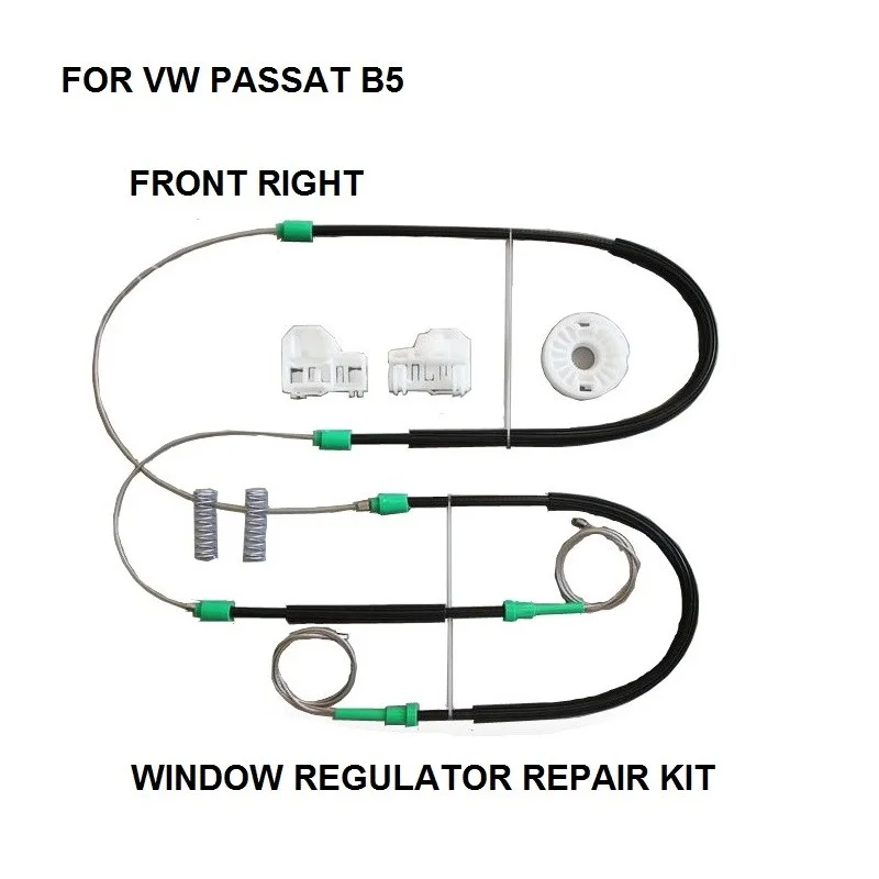 

FOR VOLKSWAGEN VW PASSAT B5 WINDOW REGULATOR REPAIR KIT CABLES AND CLIPS FRONT RIGHT 1996 to 2005 3B1837462