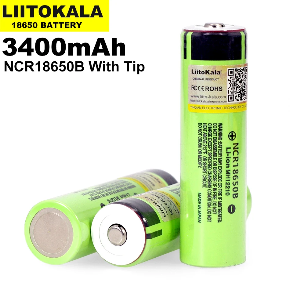 Liitokala Original NCR18650B 3.7V 3400mah 18650 Rechargeable Lithium Battery Suitable for  Flashlight (No PCB)