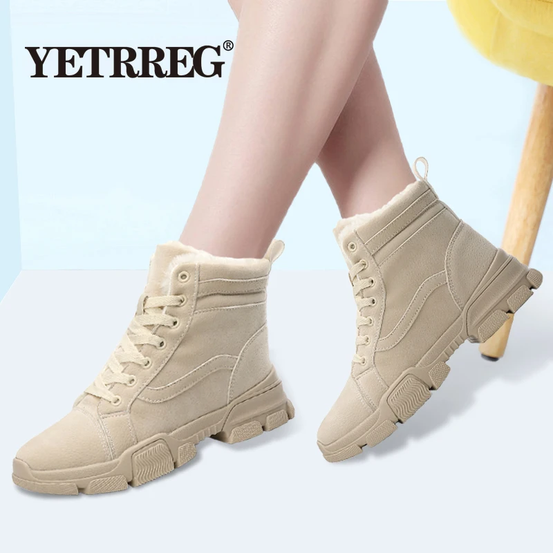 Зимние теплые плюшевые женские ботинки новейшая модель Модные нескользящие