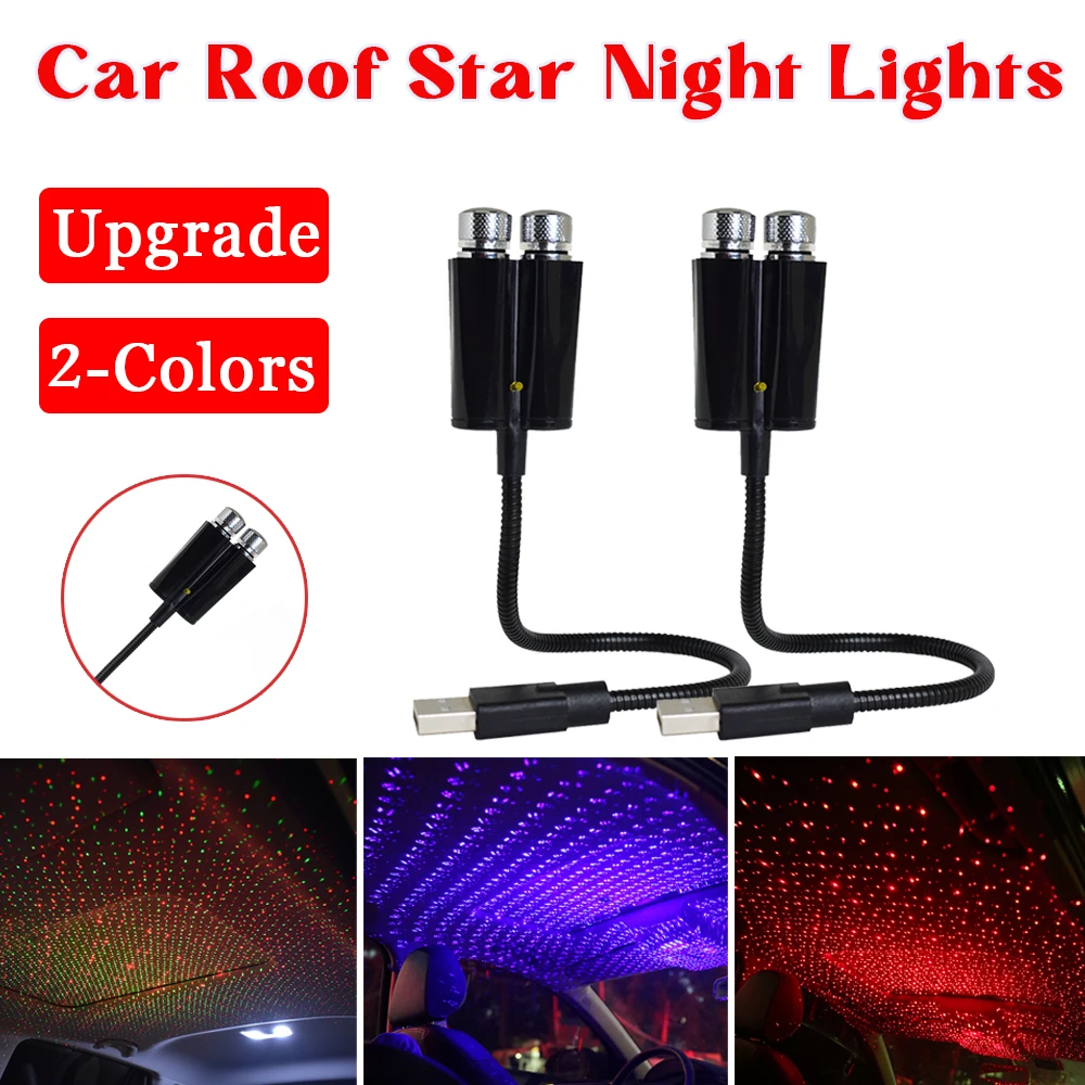 

NEW Upgrade LED Car Roof Star Night Light Projector Atmosphere Galaxy Lamp 2-Colors USB Decorative Lamp Multiple Lighting