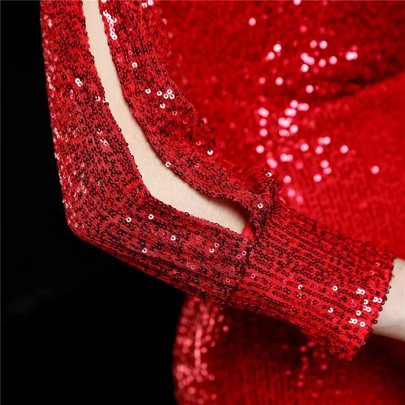 

V-Neck Sparkle Sequin Evening Dress 2020 Embroidery Robe de Soiree Formal Dress Party Mermaid Gown Vestidos De Fiesta De Noche