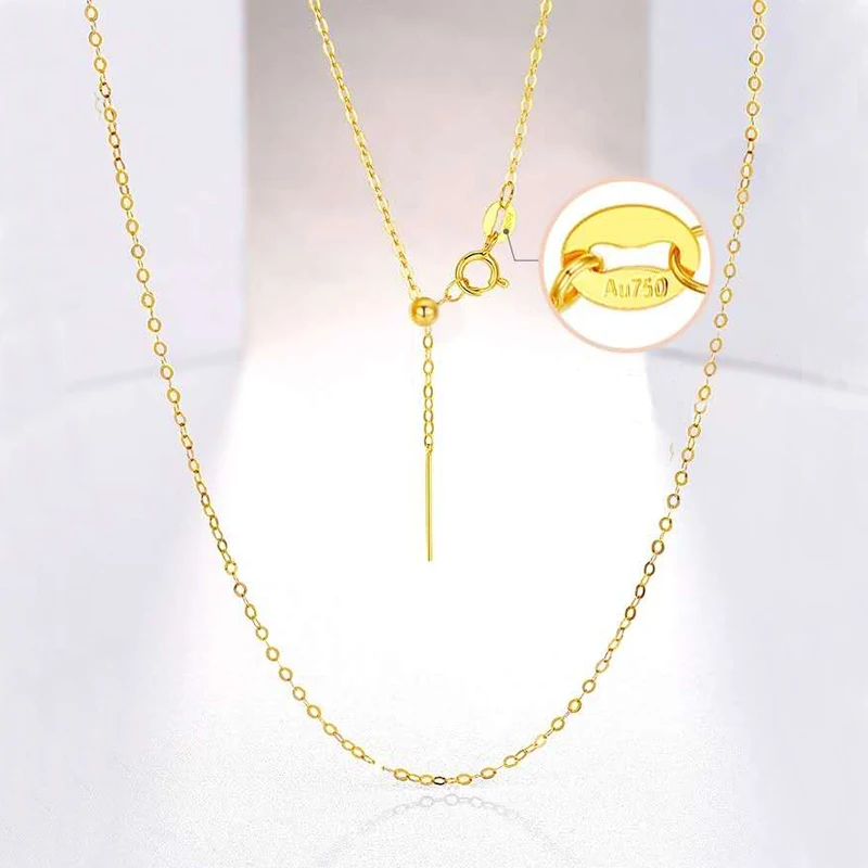 

XF800 Real 18K Gold Jewelry Necklace Pure AU750 Pendant Chain For Women Fine Wedding Gift X503
