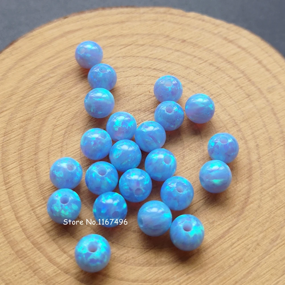 50 шт./лот 6 мм полностью просверленные синтетические круглые опаловые бусины