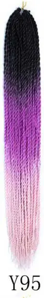 Qphair Ombre Сенегальские вьющиеся волосы крючком косы 24 дюйма 30 корней/упаковка синтетические плетеные волосы для женщин черные кроличьи волосы - Цвет: y95