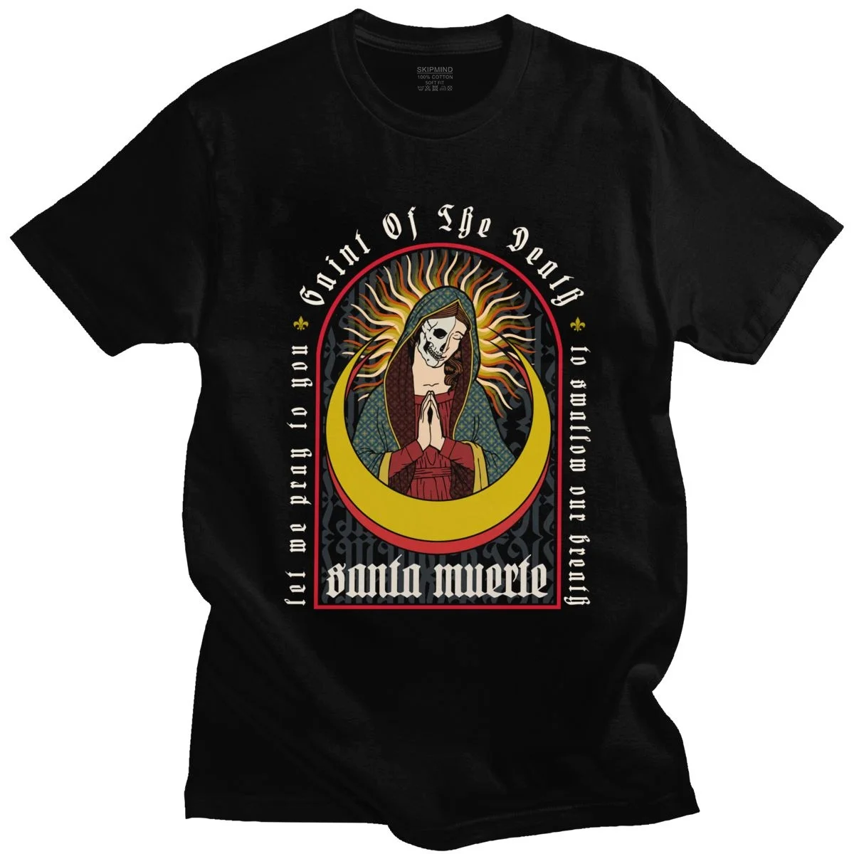 Модная футболка La Santa Muerte мужская хлопковая уличная с коротким рукавом