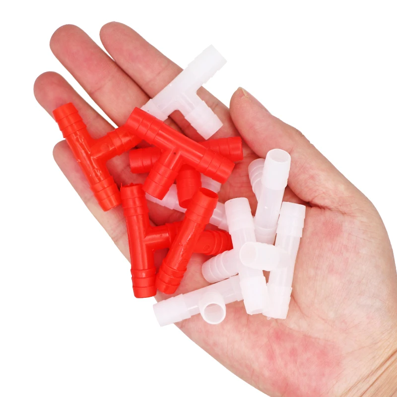 100Pcs Nipple Drinker Tee Tube Connector Diameter 8mm Plastic Rabbit Chicken Quail Doves Pets Connecting Pipe Farm Equipments - купить по
