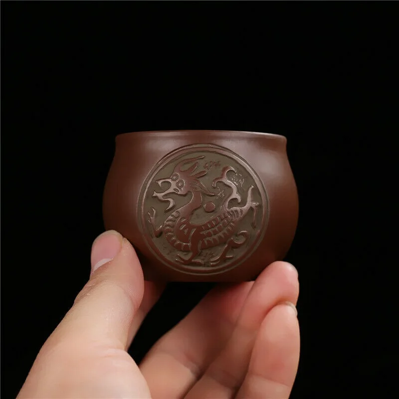 

Китайская глиняная керамика Yixing Zisha, чайная чашка с дизайном дракона, глиняная чашка 100 куб. См