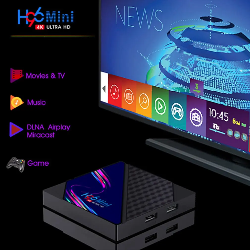 Приставка Смарт-ТВ H96 Mini V8 RK3228A 2 + 16 ГБ Android 10 0 4K | Электроника