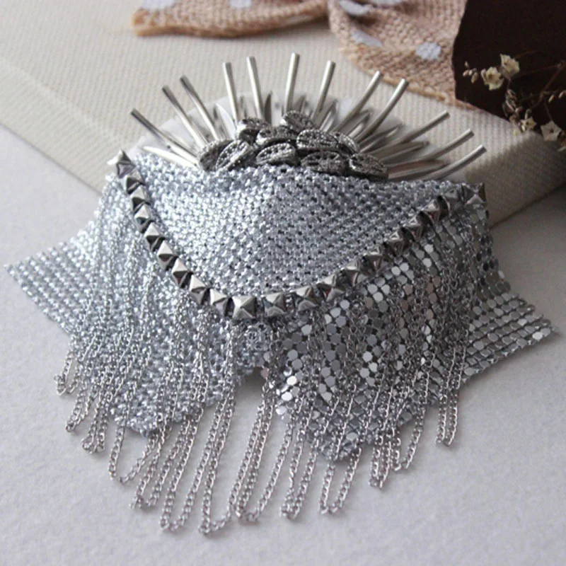 Золотые и серебряные эполеты ручной работы ювелирные изделия большая брошь на