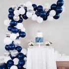 100 шт.лот набор из темно-синих белых воздушных шаров и арочных гирлянд Королевский Детский праздник серебряные конфетти воздушные шары Декор для свадьбы невесты дня рождения сделай сам