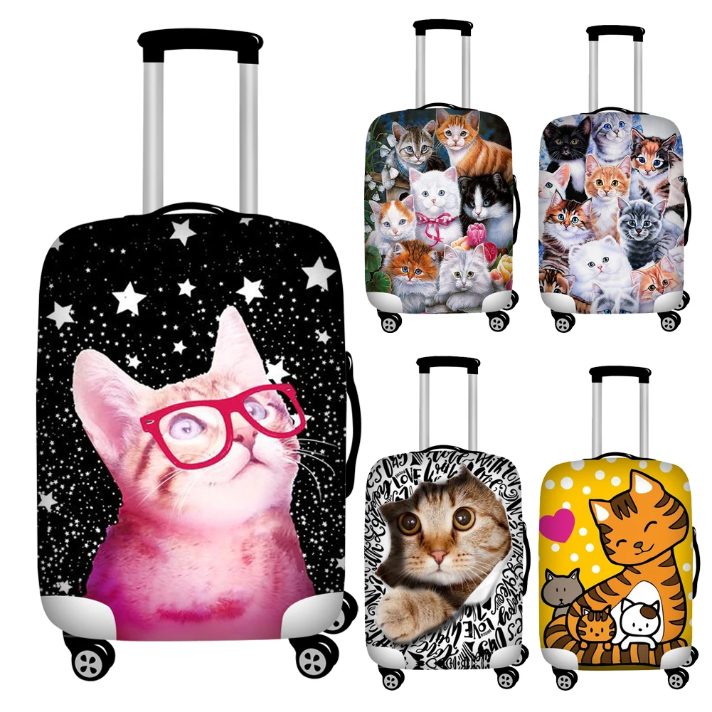 Принт с милой кошкой путешествия Чемодан Пылезащитный чехол стрейч защитный
