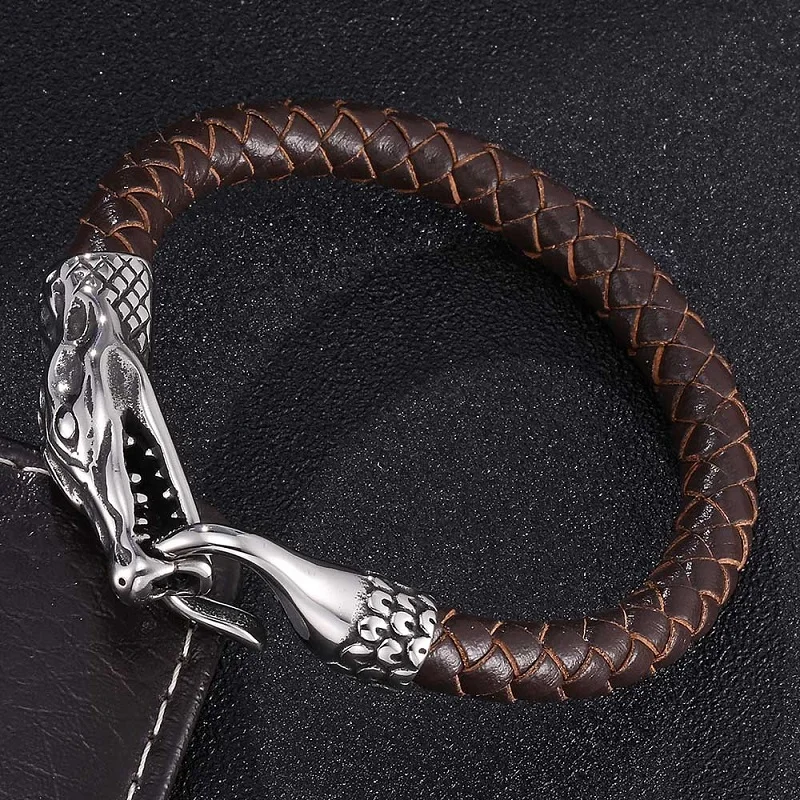 Креативный мужской браслет из нержавеющей стали с животными мужские ювелирные