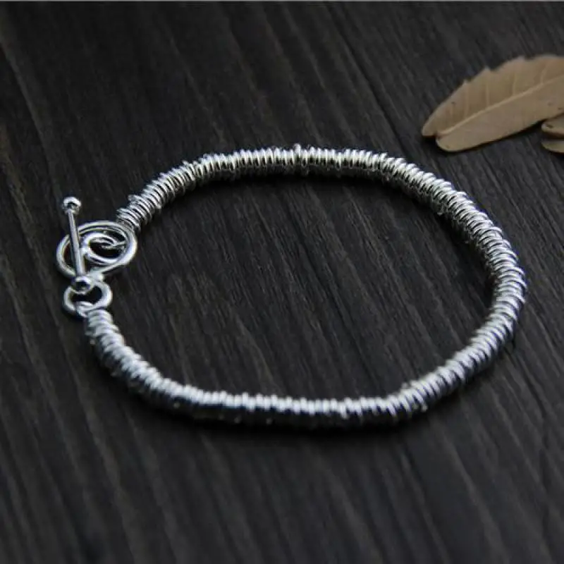 Настоящее чистое серебро 925 пробы браслет ручной работы для женщин винтажный