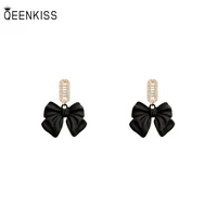 qeenkiss eg7301 fine jewelry wholesale woman birthday wedding gift frosted bow zircon 925 sterling silver needle stud earrings