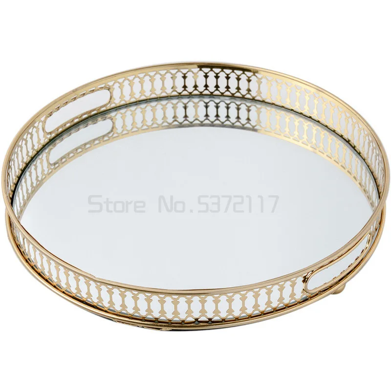

Nordic Metal Mirror Tray fruit tray cosmetic storage box decorative desktop tea tray