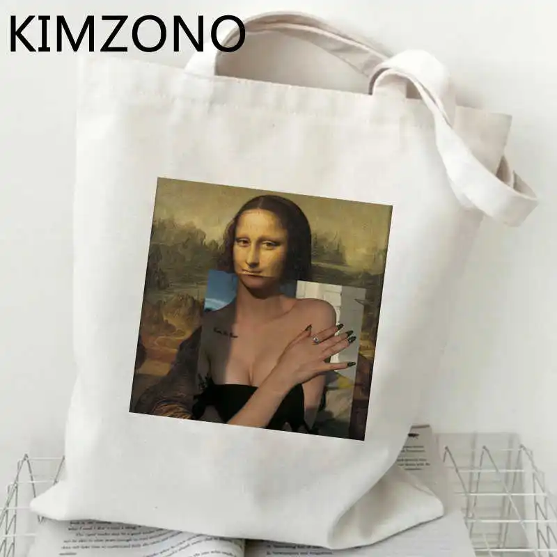 

Сумка-шоппер Мона Лиза, Экологически чистая Джутовая сумка для покупок, тканевая многоразовая сумка для покупок из джутовой ткани