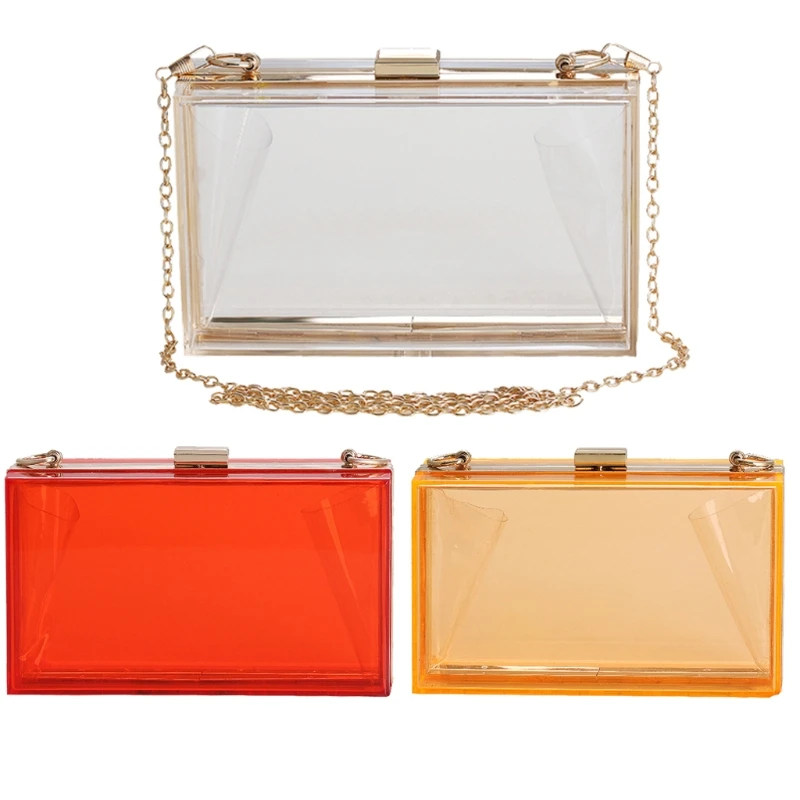 

Women Clear Acrylic Evening Shoulder Bag Transparent Female Bridal Clutch Party Prom Wedding Crossbody Messenger Handbag Purse