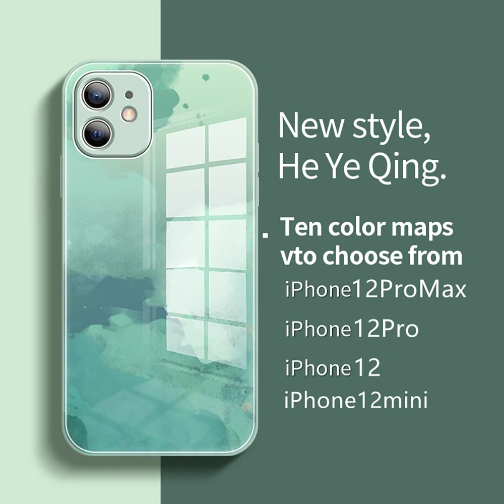 

Colorful Liquid Glass Phone Case For Iphone13 Pro Proamx Mini Silicone Right-angle Edge Full Coverage Case High-value Cover