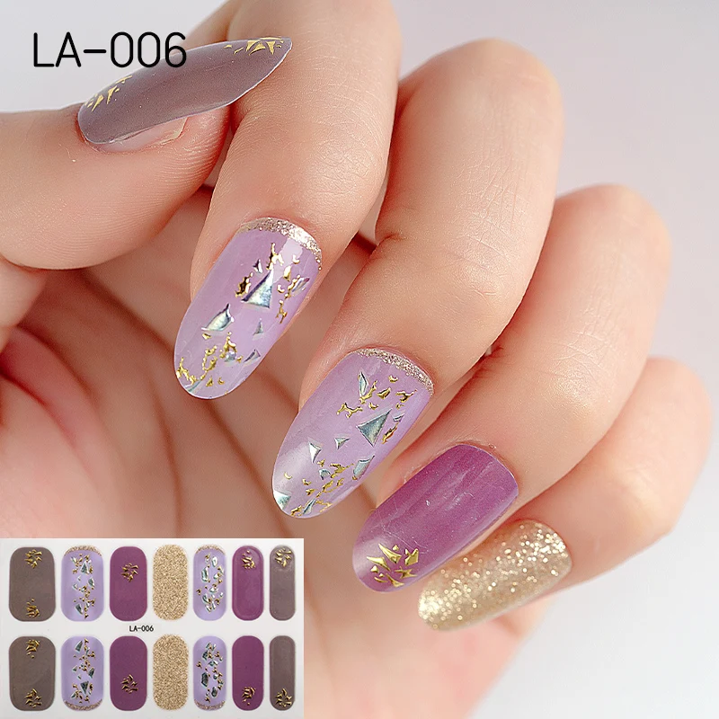 

1Sheet New Arrival Nail Wraps Summer Glitter Line Designs Glitter Nail Art Stickers Full Cover Self-Adhesive Nagel Manicure Tips