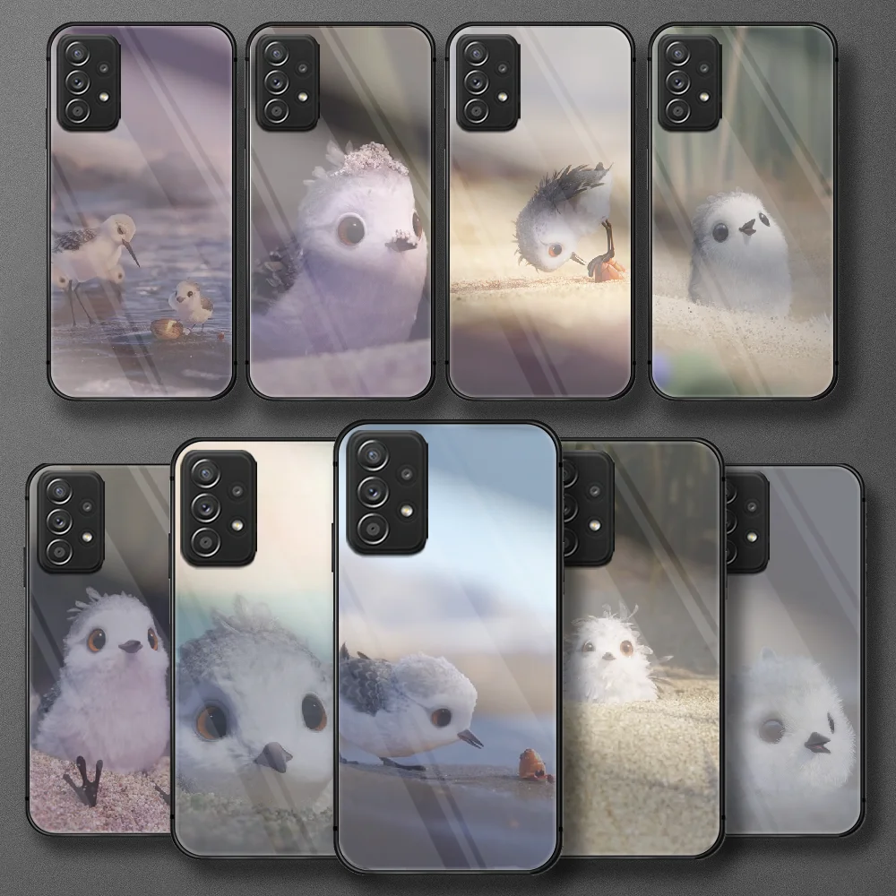 

Piper Bird Cute Tempered Glass Phone Case For Samsung Galaxy Note S 8 9 10 20 21 E FE Plus Ultra Cover Cell Funda Tpu Black