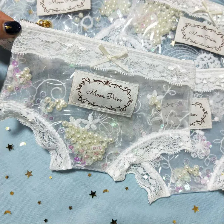 Вечерние прозрачные трусики из пвх кружевные украшения водонепроницаемые штаны