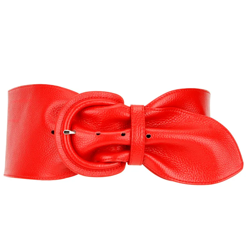 H3289 Cowhide Wide Black Waistband Women Fashion Genuine Leather Simple Belt Ladies Casual Elegant High Quality Red Waist Seal