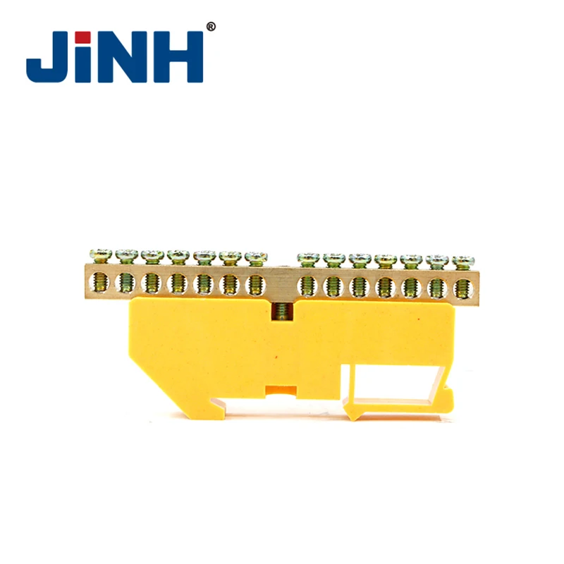 JINH 1 шт. винтовой латунный клеммный блок Din-рейки заземления и нейтральные Блоки