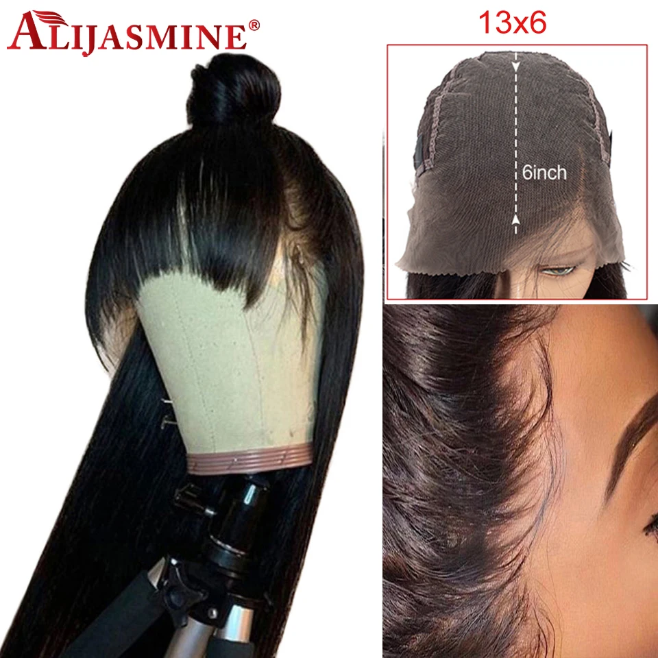 Прямые парики с челкой 13x6 Синтетические волосы на кружеве из натуральных волос