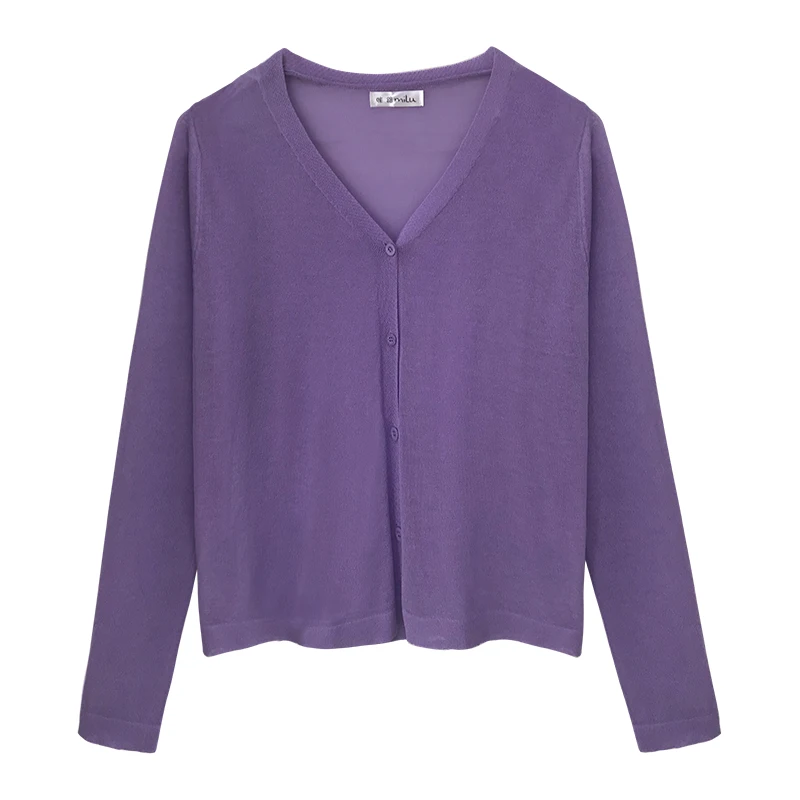 

Cardigan Women Korean Long Sleeve Cardigan Summer Cropped Cardigan Knitted V neck Thin Ice Silk Sweaters Sunscreen Shirt Tops