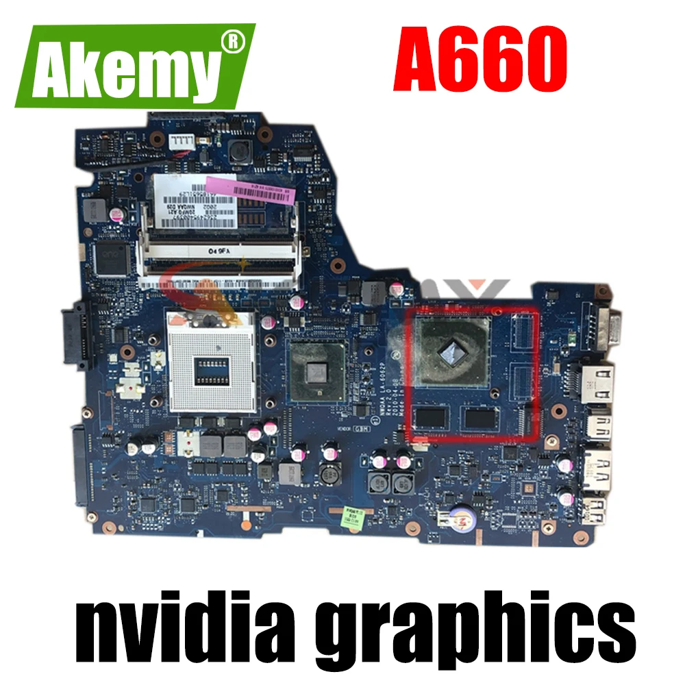 

Материнская плата AKEMY K000104420 для ноутбука TOSHIBA A660 NWQAA REV 2,0 intel HM55 nvidia, графическая материнская плата
