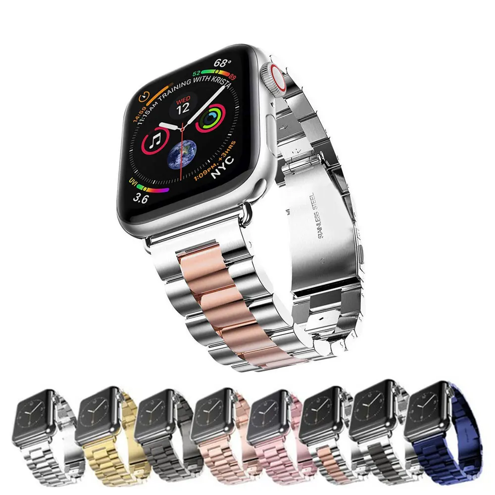 Ремешок из нержавеющей стали для Apple Watch Series 6 5 4 3 2 черный браслет-адаптер iWatch Band 38