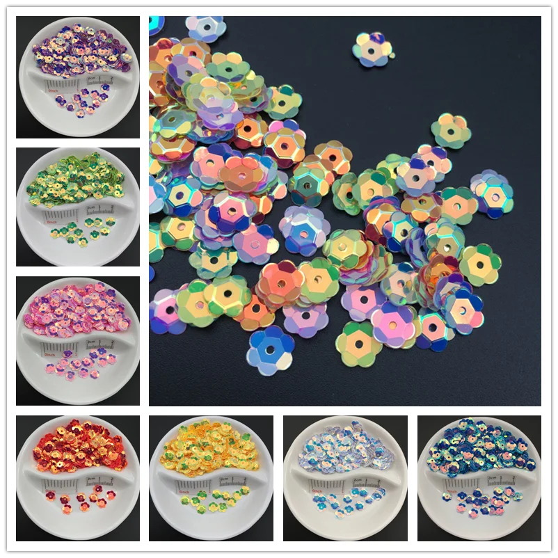 Новинка круглая Цветочная пайетка 20 г 8 мм с золотыми блестками для шитья платья