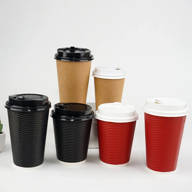 Высококачественная одноразовая кофейная чашка толстые черные/красные/крафтовые