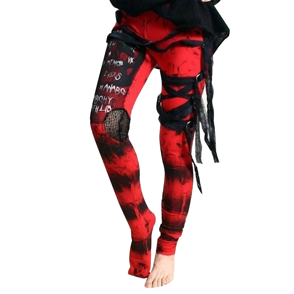 

Y2K Letter Mesh Jogging Women Gothic Pencil Pants Belt Ladies Long Pants Black Red Party Long Trousers Zipper Hip Hop Streetwear
